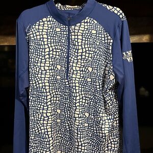 Women’s LOPEZ Vineyard Vines Blue & White Patterned Half-Zip Pullover XL